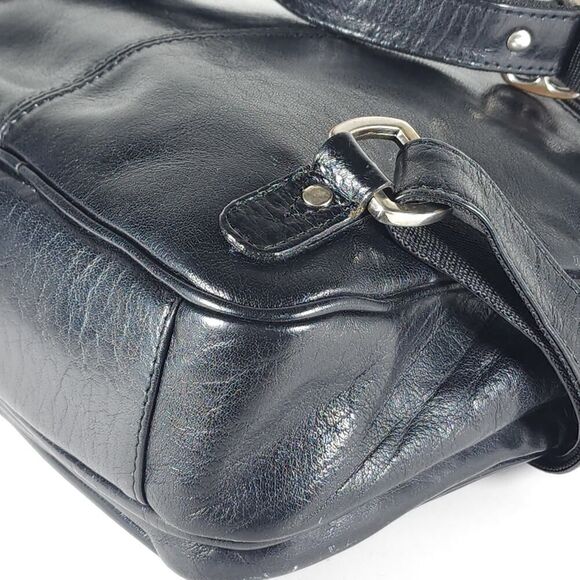 Ashwood Black Glazed Leather Medium Multi Compartments Purse Handbag Backpack - Picture 16 of 16